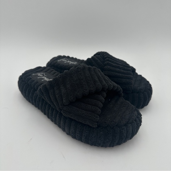 FREE PEOPLE Ibiza Women's Terry Slide Criss Cross Platform Sandals Black Size 6 - Picture 1 of 8